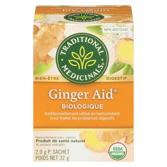 Traditional Medicinals Organic Ginger Aid Herbal Tea, 16 Tea Bags -- 6 Per Case