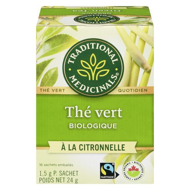 Traditional Medicinals Organic Green Tea Lemongrass Herbal Tea, 16 Tea Bags -- 6 Per Case