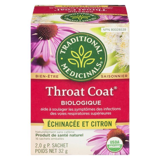 Traditional Medicinals Thé Biologique Au Citron Et À L'échinacée Pour La Gorge, 16 Sachets De Thé -- 6 Par Boîte