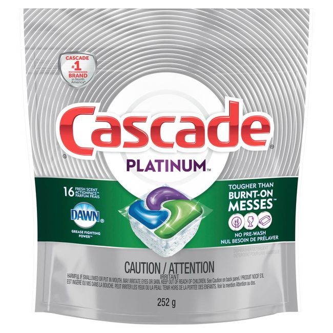 Cascade Détergent Pour Lave-vaisselle Action Pacs Platinum Fresh Scent, 16 Unités -- 5 Par Boîte
