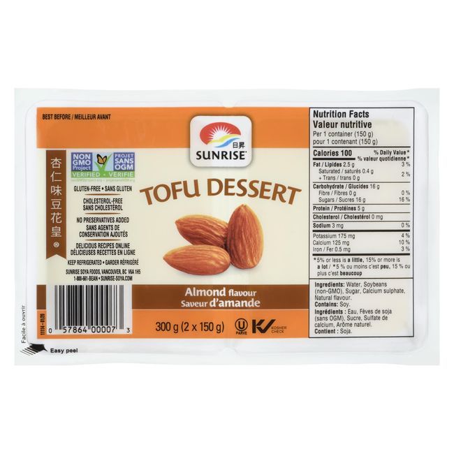 Sunrise Soya Foods Almond Dessert Tofu, 150 G -- 24 Per Case