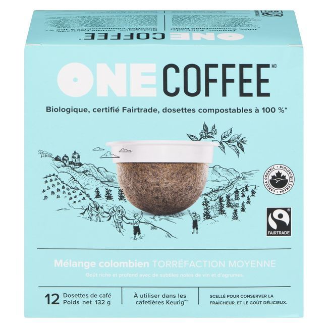 One Coffee Organic Colombian Blend Medium Roast Coffee Pod, 132 G -- 6 Per Case