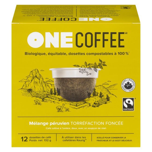 One Coffee Organic Peruvian Blend Dark Roast Coffee Pod, 132 G -- 6 Per Case