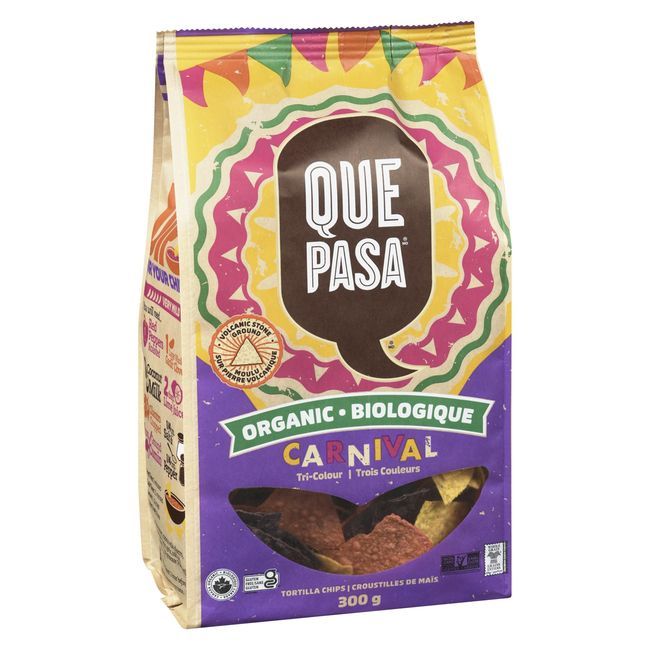 Que Pasa Organic Carnival Tortilla Chips, 300 G -- 12 Per Case