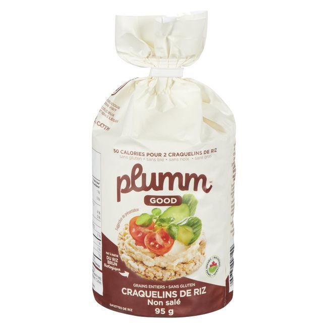 Plumm Good Organic Unsalted Thin Brown Rice Cake, 95 G -- 12 Per Case