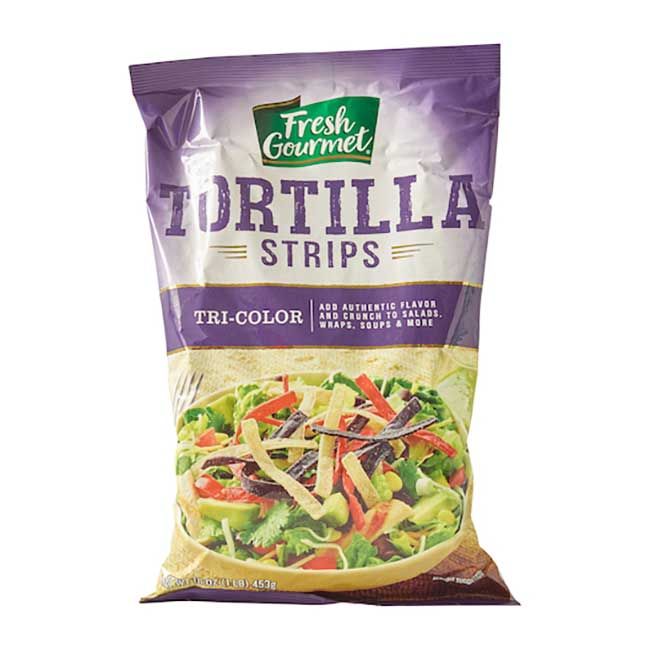 Fresh Gourmet Tri-color Tortilla Strips Salad Topping, 1 Lb -- 10 Per Case