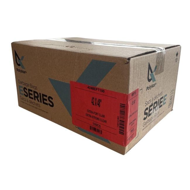 Polykar Sac Poubelle Transparent Xstrong, 42 X 48 Po -- 100 Par Caisse