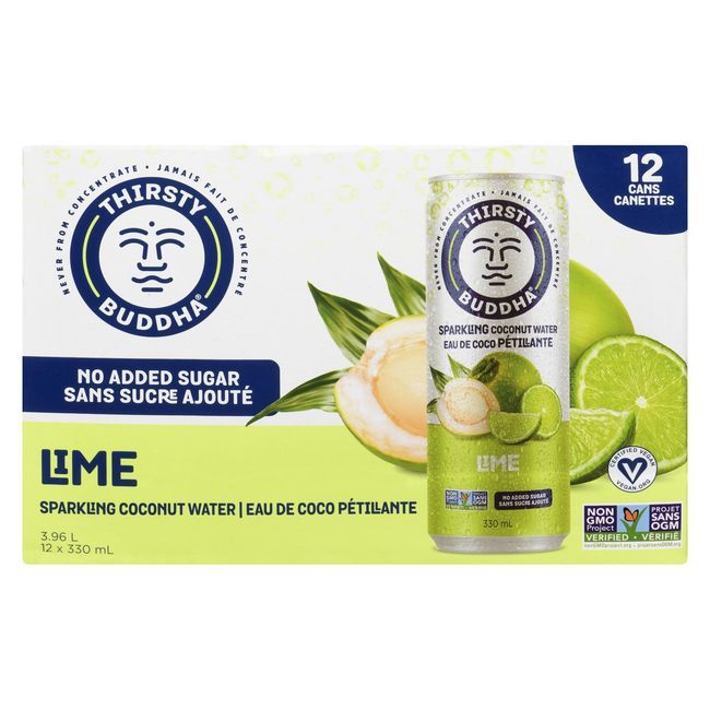 Thirsty Buddha Lime Sparkling Coconut Water, 330 Ml -- 12 Per Case