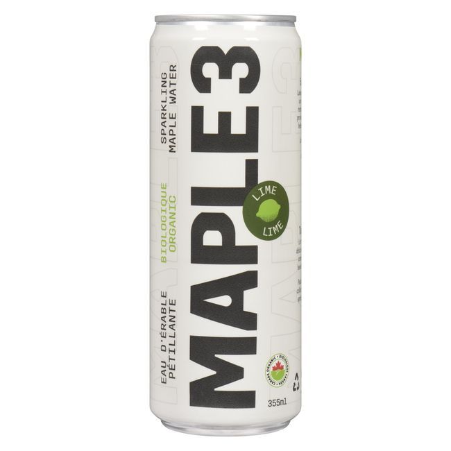 Maple 3 Eau D'érable Pétillante Au Citron Vert Biologique, 355 Ml -- 12 Par Caisse