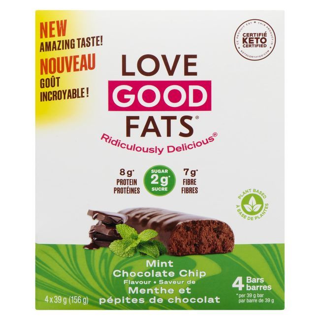 Love Good Fats 39 G Protein Mint Chocolate Chip Bar, 4 Count -- 48 Per Case
