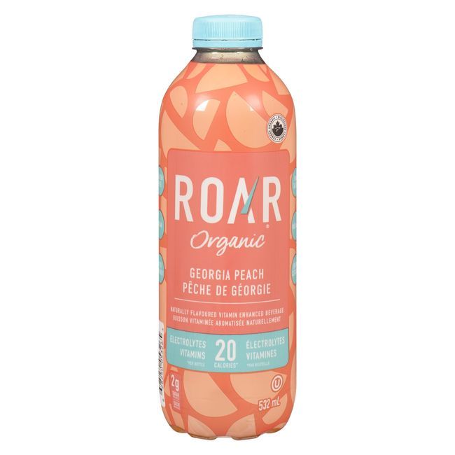 Roar Organic Georgia Peach Hydration Drink, 532 Ml -- 12 Per Case