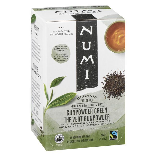 Numi Organic Gunpowder Green Tea, 18 Tea Bags -- 6 Per Case