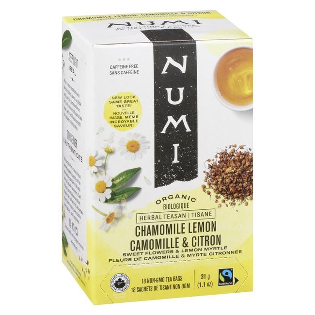 Numi Organic Chamomile Lemon Tea, 18 Tea Bags -- 6 Per Case