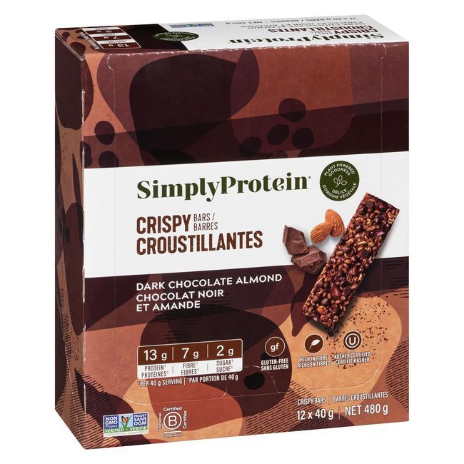 Simplyprotein Dark Chocolate Almond Snack Bar, 40 G -- 12 Per Case