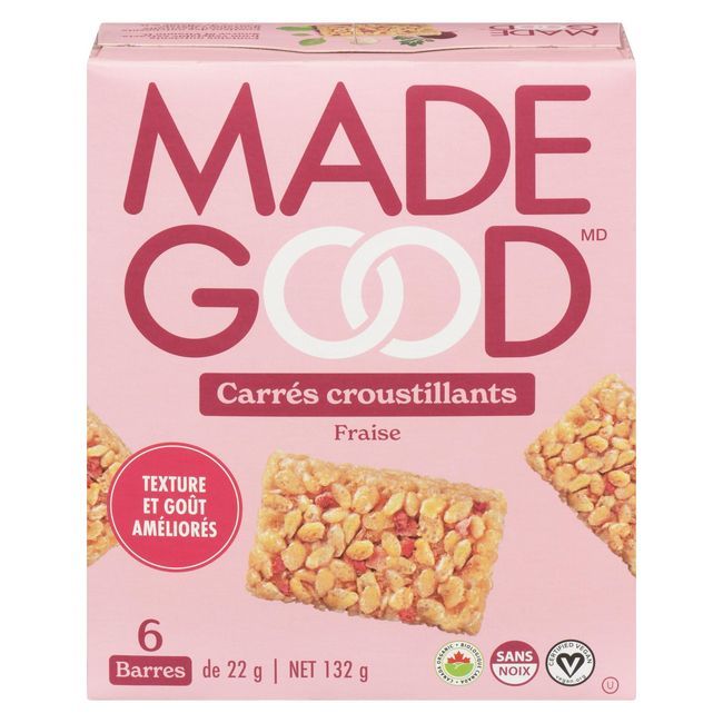 Madegood Barres Carrées Croustillantes Aux Fraises, 132 G -- 6 Par Boîte