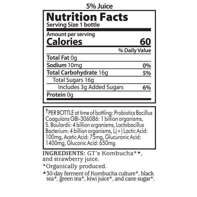 Gt's Synergy Kombucha Strawberry Serenity, 480 Ml -- 12 Par Boîte