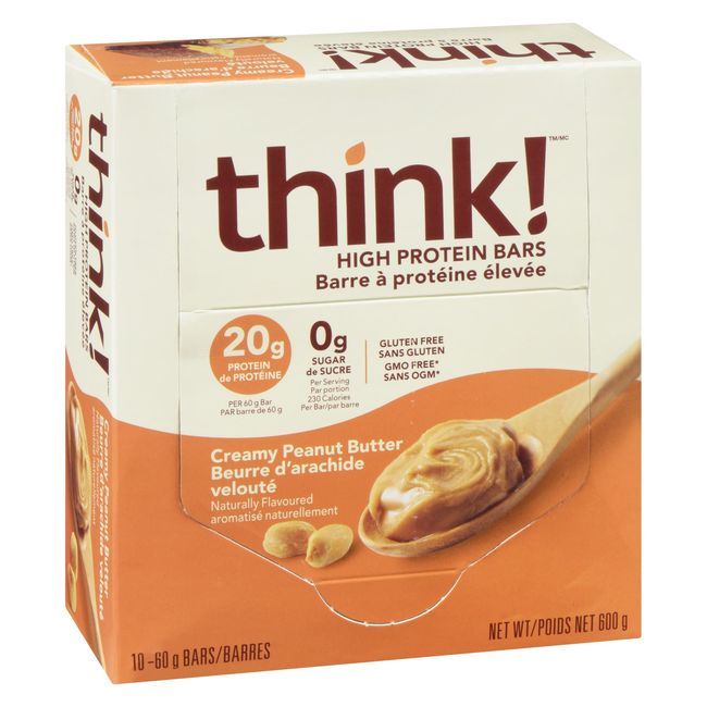 Think Barre Riche En Protéines Au Beurre De Cacahuète Crémeux, 60 G -- 10 Par Boîte