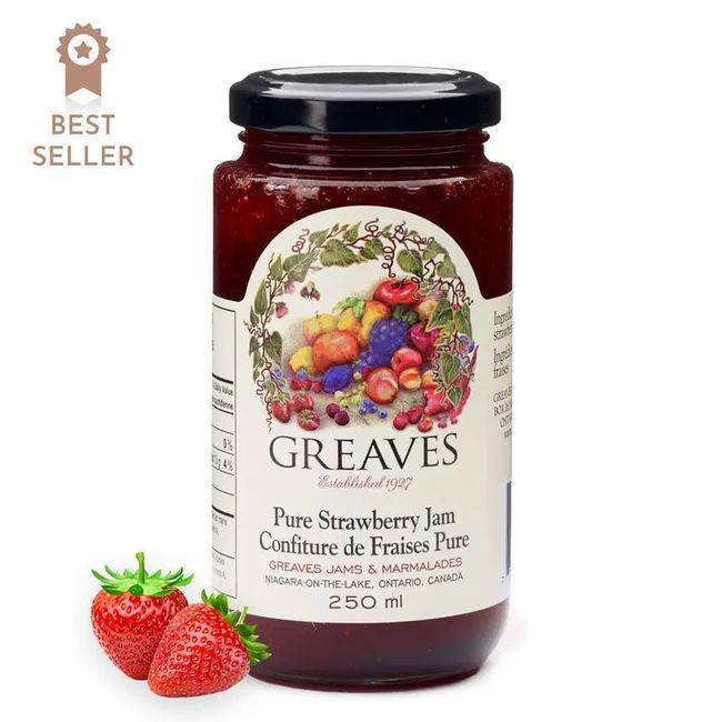 Greaves Pure Strawberry Jam, 250 Ml -- 12 Per Case