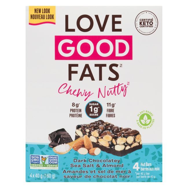 Love Good Fats 40 G Chewy Nutty Dark Chocolatey Sea Salt And Almond Bar, 4 Count -- 48 Per Case