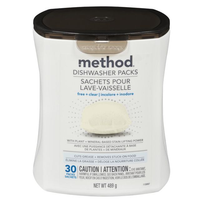 Method Paquets De 30 Sachets Pour Lave-vaisselle Free And Clear -- 4 Par Boîte