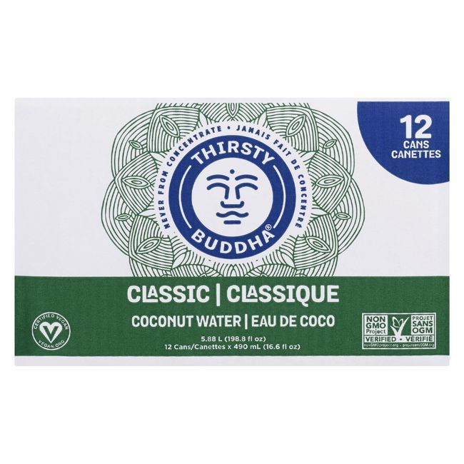Thirsty Buddha Natural Coconut Water, 490 Ml -- 12 Per Case