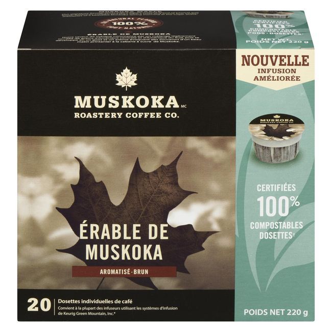 Muskoka Roastery Coffee Maple Medium Roast Breakfast Blend Coffee Pods, 220 G -- 6 Per Case