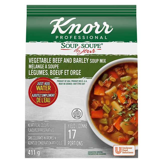 Knorr Professional Soup Du Jour Vegetable Beef And Barley Soup Mix, 411 G
