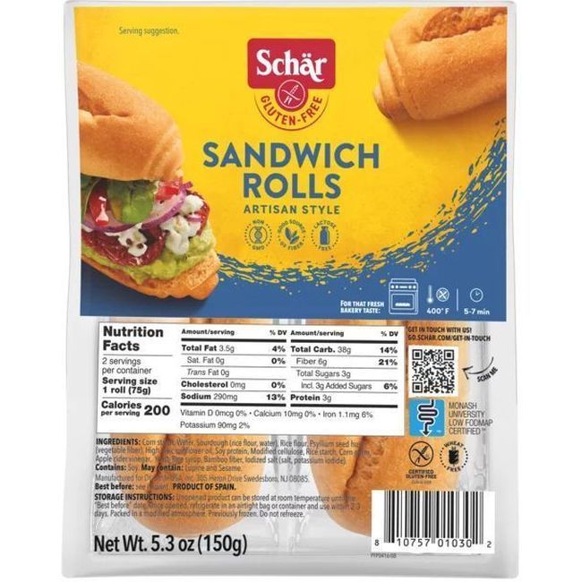 Dr. Schar Petit Pain Sandwich, 150 G -- 7 Par Boîte