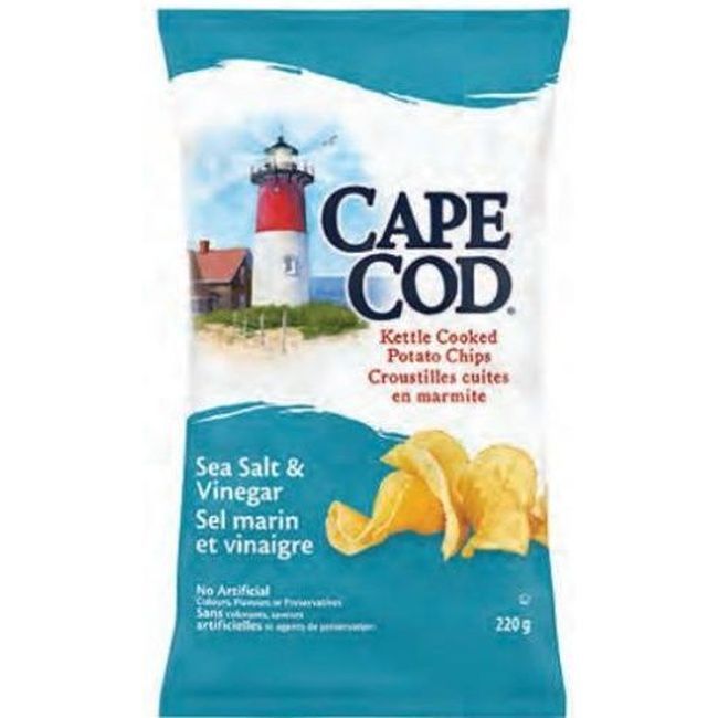 Cape Cod Chips De Pommes De Terre Au Sel De Mer Et Au Vinaigre, 220 G -- 12 Par Boîte