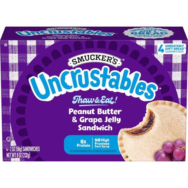 Smucker's Uncrustables Peanut Butter And Grape Jelly Sandwich, 58 G -- 32 Per Case