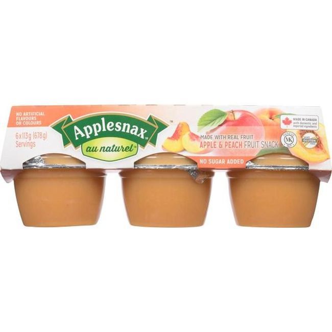 Delipomme Natural Apple Peach Unsweetened Fruit Snack, 113 G -- 72 Per Case