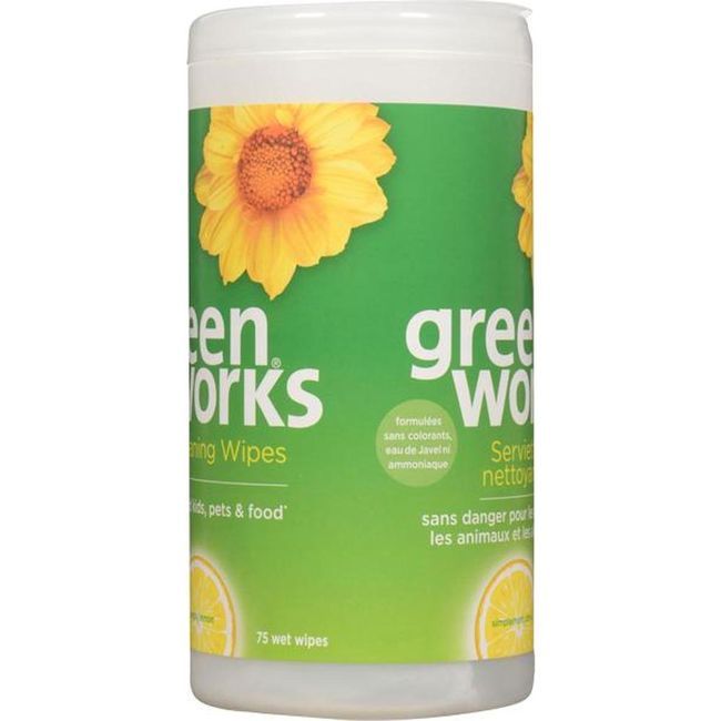 Green Works Simply Lemon Wet Cleaning Wipes, 75 Count -- 6 Per Case