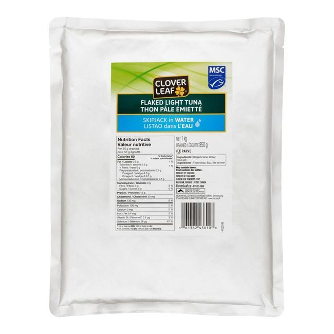 Clover Leaf Thon Pâle Émietté Dans L'eau, 1 Kg -- 10 Par Boîte