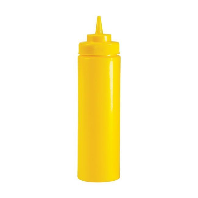 Browne Polyethylene Yellow 24 Oz Wide Mouth Squeeze Bottle, Set Of 6