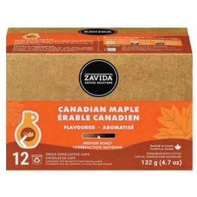 Zavida Capsules De Café À L'érable Canadien De 11 G, 12 Unités -- 6 Par Boîte