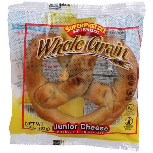 Superpretzel Individually Wrapped 51 Percent Whole Grain Junior Cheese Pretzel, 3.3 Oz -- 50 Per Case