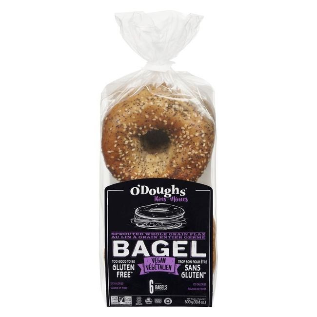 O'doughs Sprouted Whole Grain Flax Bagel Thins, 300 G -- 6 Per Case