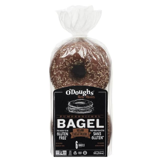 O'doughs Pumpernickel Bagels, 0.3 Kg -- 6 Per Case