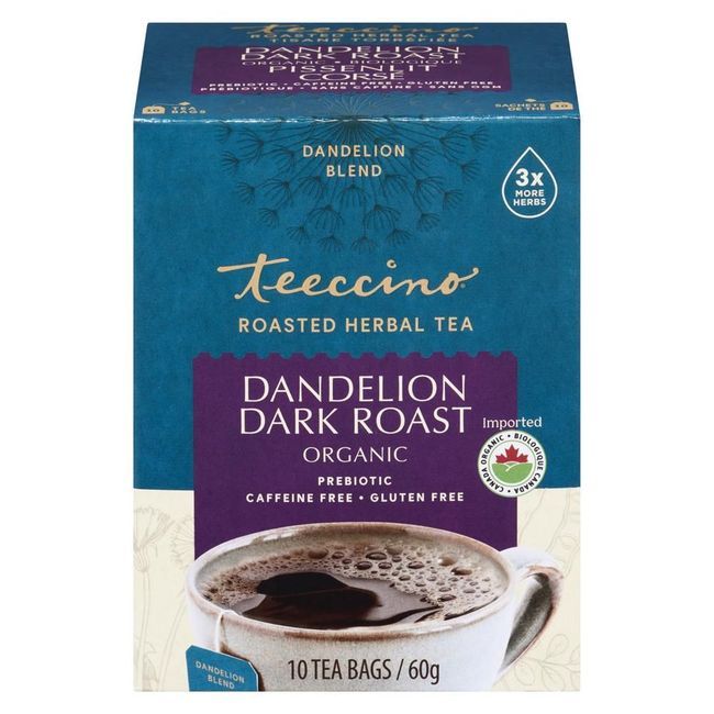 Teeccino Dandelion Dark Roast Herbal Tea, 10 Tea Bags -- 6 Per Case