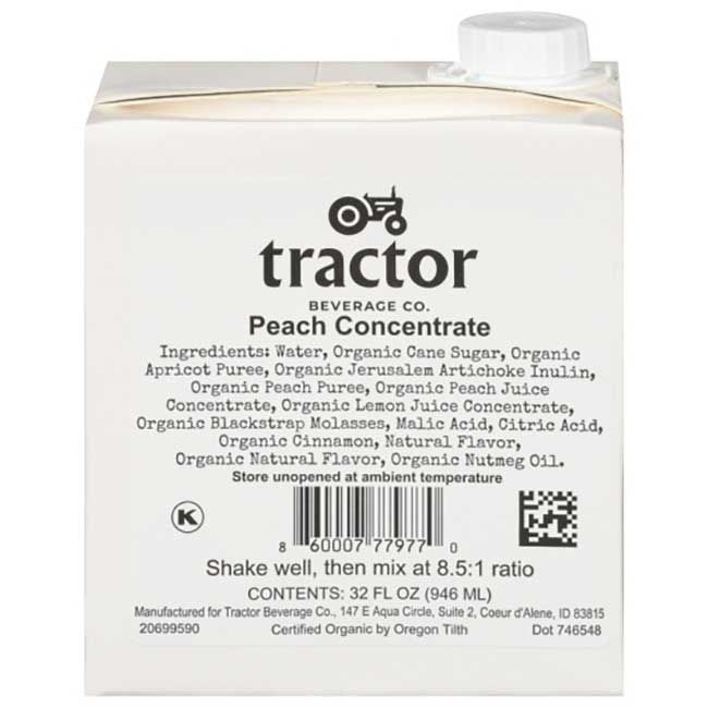 Tractor Beverage Co Organic Peach Concentrate, 32 Oz -- 12 Per Case