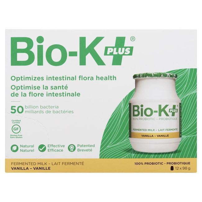 Bio-k Plus 98 G Vanilla 50b Pcfu Robiotic Fermented Milk, 12 Count -- 2 Per Case