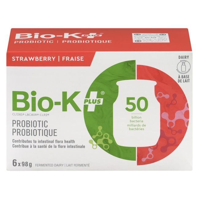 Bio-k Plus 98 G Strawberry 50b Probiotic Fermented Milk, 6 Count -- 4 Per Case