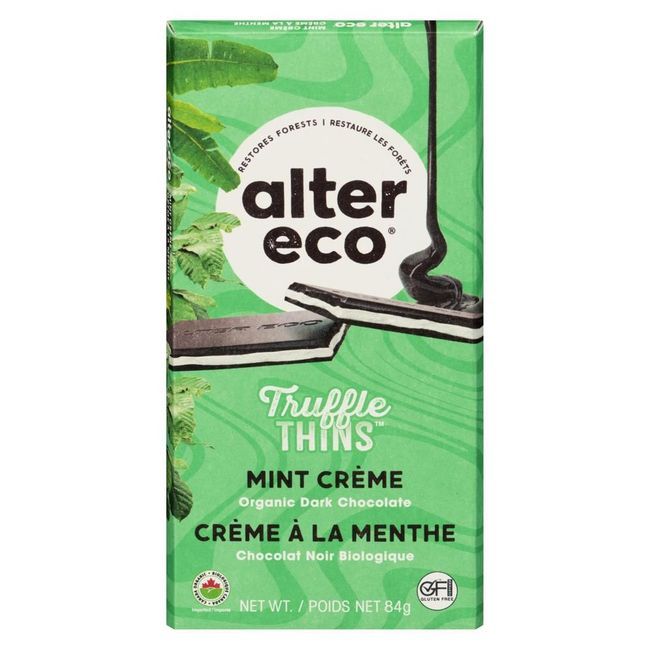 Alter Eco Mint Creme Truffle Thins Dark Chocolate Bar, 84 G -- 12 Per Case