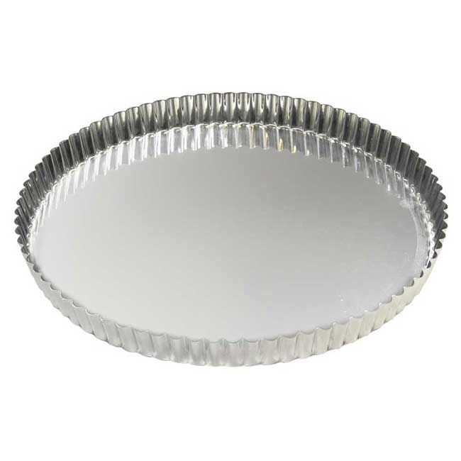 Gobel Tin Plate Round Fluted Tart Mold With Fixed Bottom, 11 In Diameter X 1 In Height Cavity