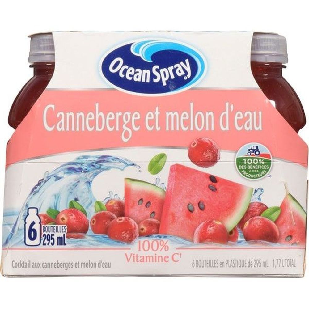 Ocean Spray 295 Ml Cranberry Watermelon Cocktail, 6 Count -- 4 Per Case