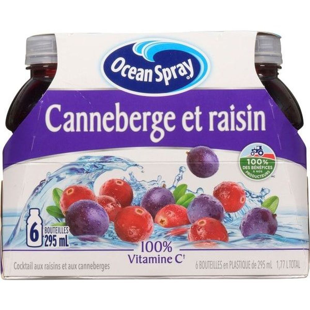 Ocean Spray 295 Ml Cranberry Grape Cocktail, 6 Count -- 4 Per Case