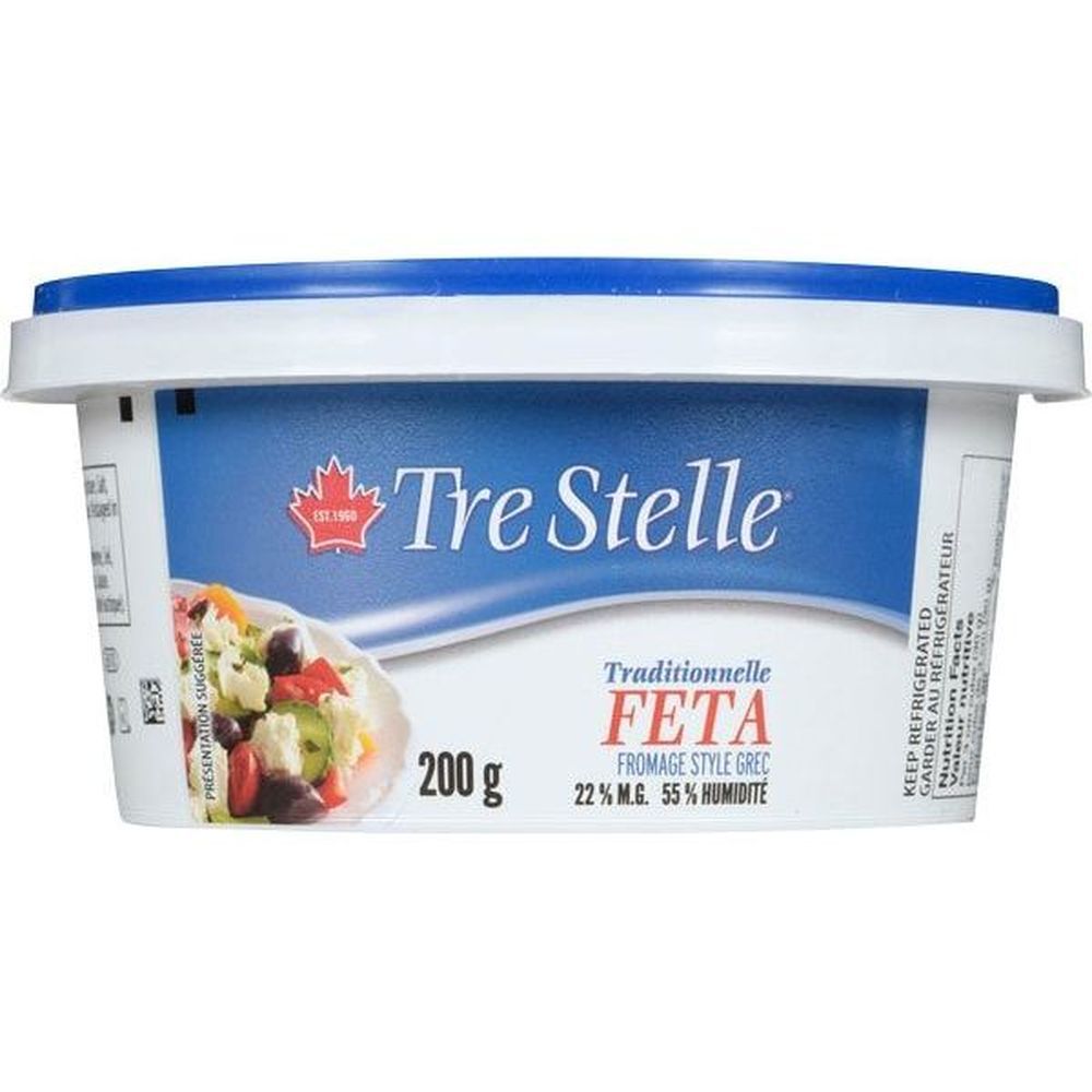 Tre Stelle Feta Cheese, 200 G Tub -- 12 Per Case