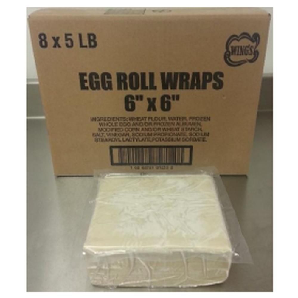 Wing's 6.5 X 6.5 In Egg Roll Pasta Sheet, 2.27 Kg - 8 Per Case