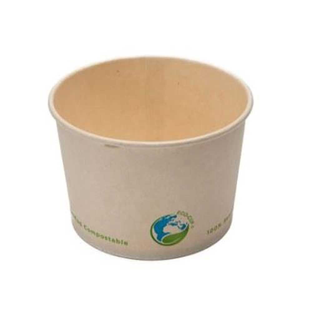 Eco-packaging Kraft Paper Pla Lined Compostable Bamboo Fibre Soup Cup, 8 Oz Capacity -- 1000 Per Case