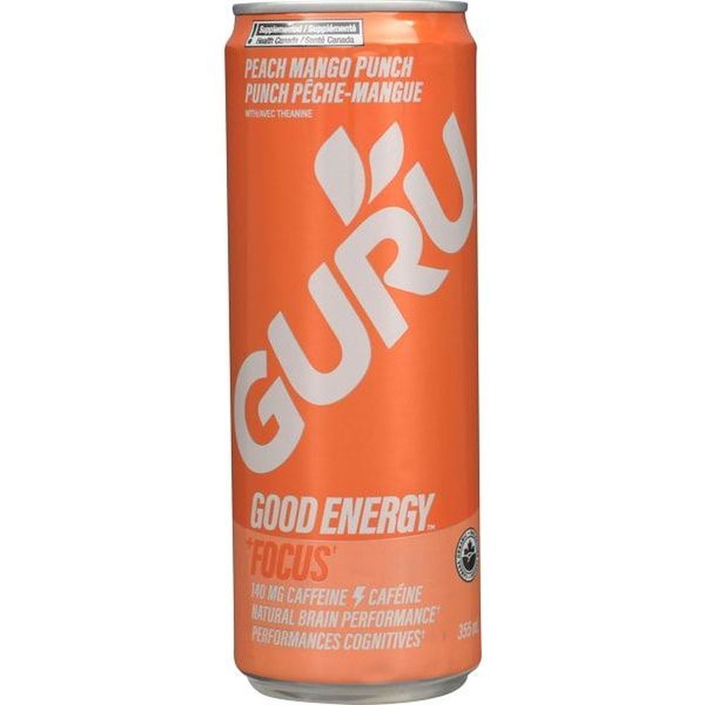 Guru Good Energy Peach Mango Punch Drink, 355 Ml -- 24 Per Case